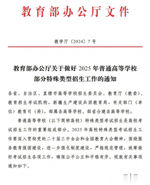 教授部: 2025年艺术类专科招生基本要求